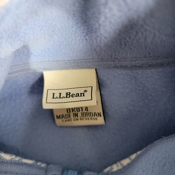 LL Bean Blue Vest Full Zip Size M Fair Isle Trim Knit Fleece Soft Side Pockets - Picture 4 of 11